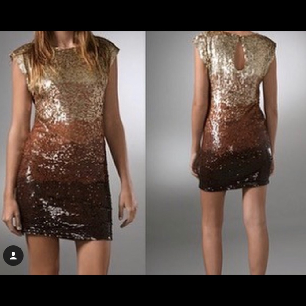 Alice and Olivia Voula Sequin Ombre Dress (LG)